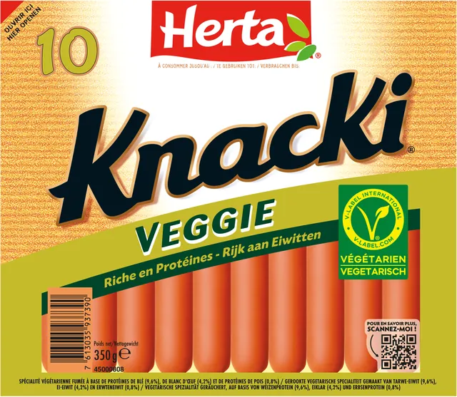 Paquet de saucisses végétales Knacki Veggie Herta